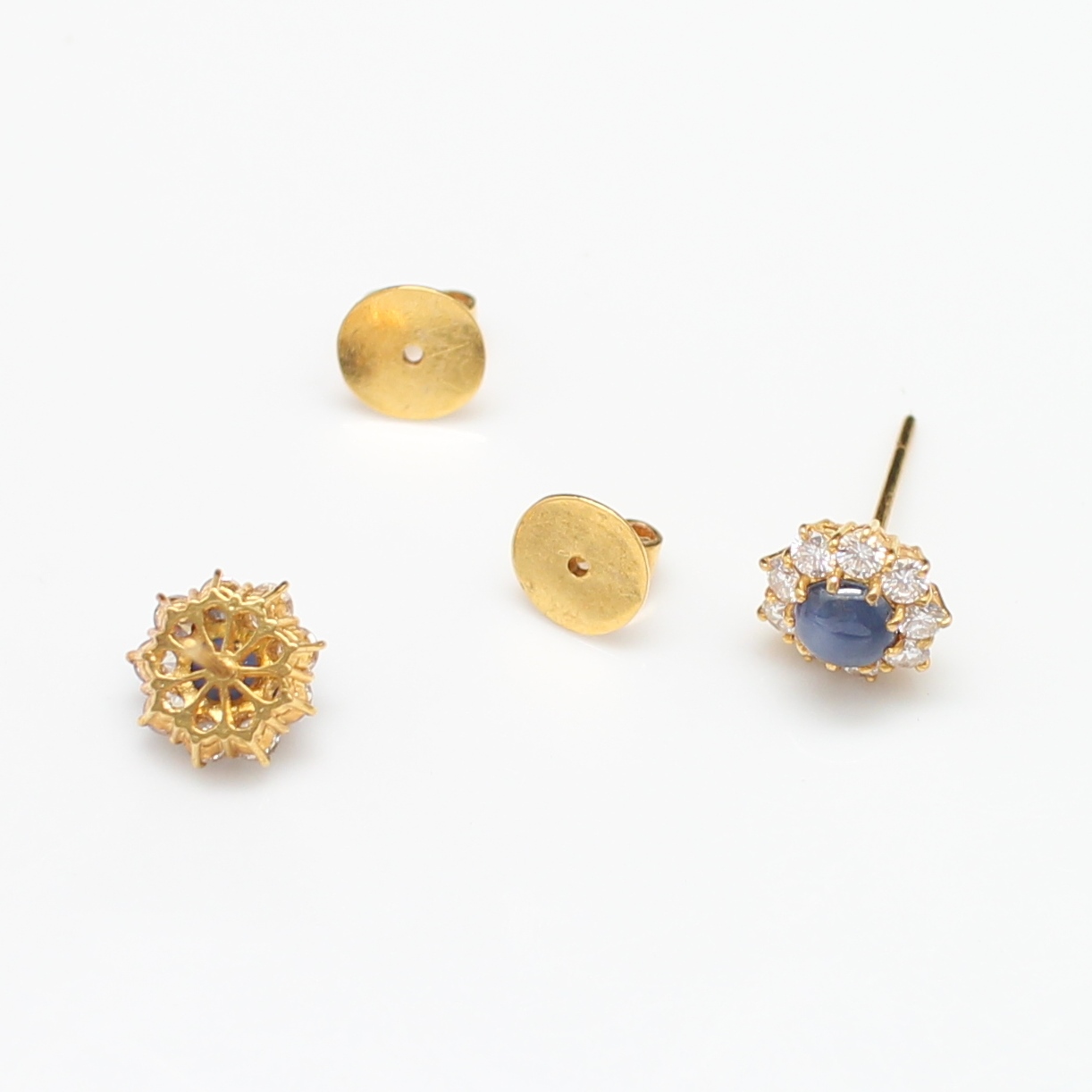 ER25044 ต่างหูนิหร่าล้อมเพชร เพชรแท้ 18 เม็ด 0.90 กะรัต ทองแท้ 90% นน.รวม 4.5 กรัม เพชรไฟดีมาก