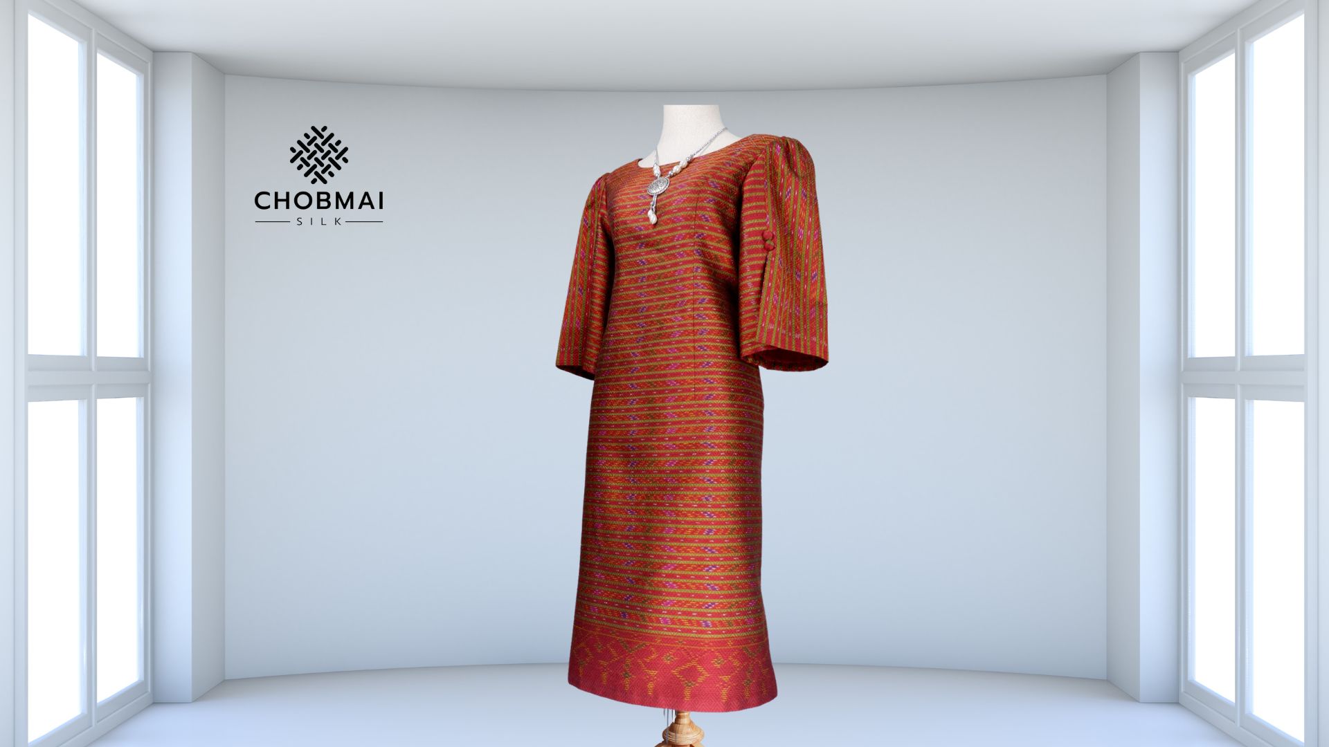 แบบตัดชุด เดรสผ้าไหม (ไม่รวมผ้า) chobmai x PT รหัส CUT-PT-10276612