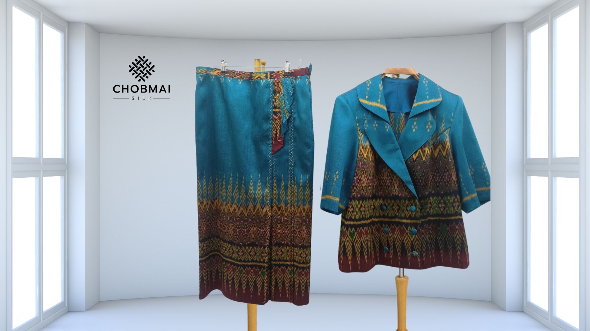 แบบตัดชุด แยกชิ้น เสื้อ+กระโปรง ผ้าไหม (ไม่รวมผ้า) chobmai รหัส CUT-PTS-10116700