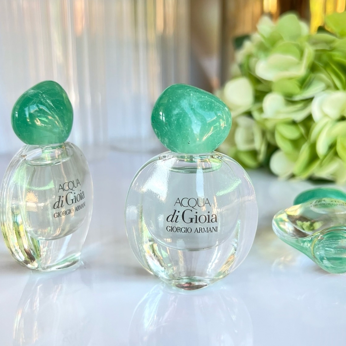 น้ำหอมจิ๋วมินิ Giorgio Armani Acqua Di Gio Gioia EDP 5ml Mini - ฝาเขียว แบบแต้ม ( Mini Perfume น้ำหอมขนาดพกพา) น้ำหอมจิ๋วมินิ ขวดน่ารัก ตั้งโชว์ก็สวย พกพาก็สะดวก หัวแต้มตามจุดชีพจร