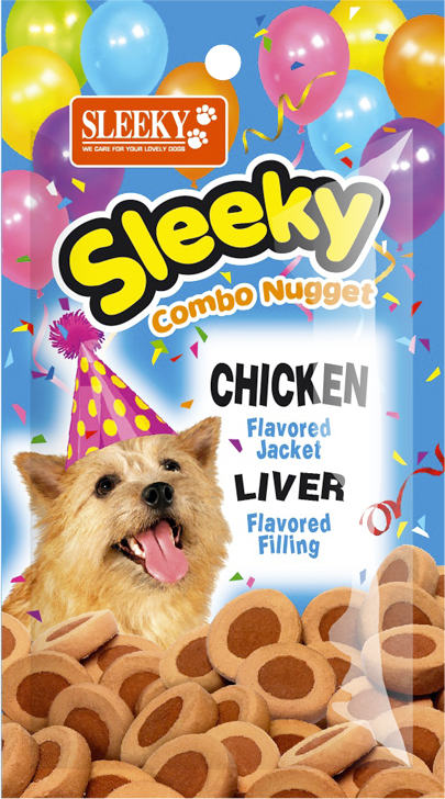 ขนมสุนัข SLEEKY คอมโบนักเกต รสไก่ สอดไส้รสตับ - ขนมหมาทุกสายพันธุ์