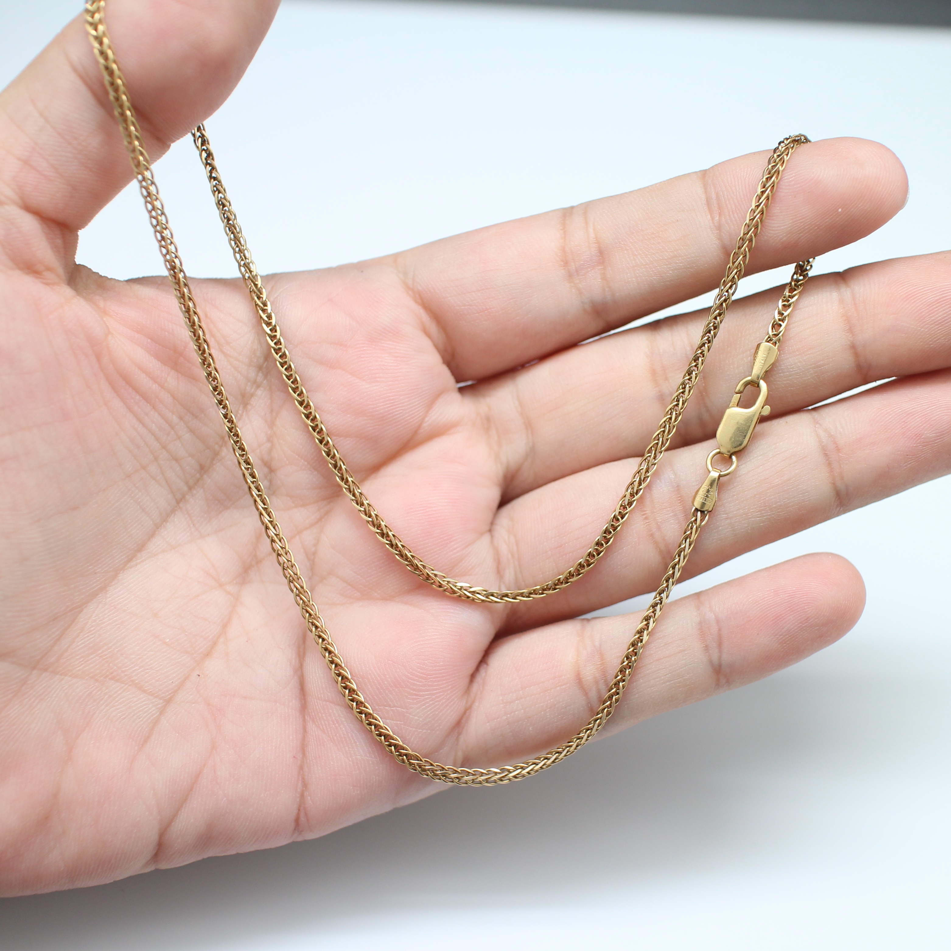 NL25049 สร้อยคอลายสี่เสา ทองแท้ 18k อิตาลี 2 กษัตริย์ นน. 6.8 กรัม ยาว 16 นิ้ว