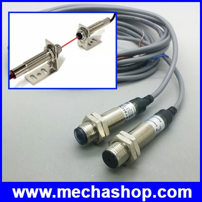 เลเซอร์เซนเซอร์ Laser sensor laser photoelectric switch M12 NPN 6-36Vdc ระยะตรวจจับ 10 เมตร แถม Bracket