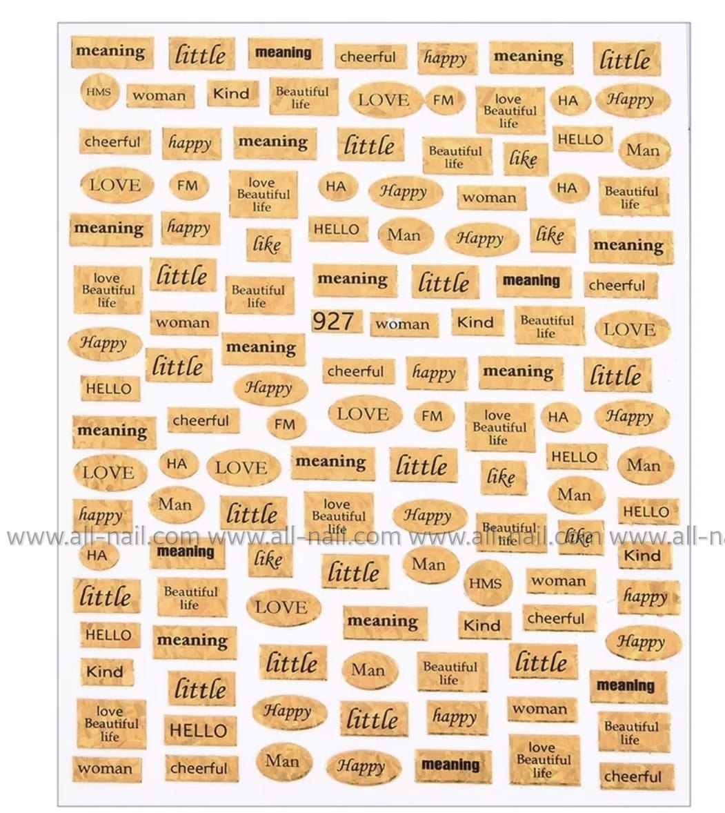 สติ๊กเกอร์ติดเล็บ สติ๊กเกอร์ตัวหนังสือ สีทองรุ้งแว็บๆ