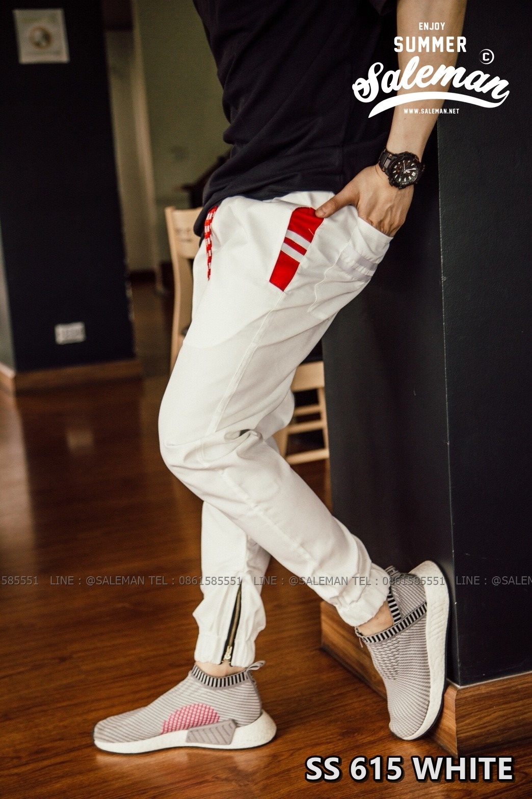 กางเกง JOGGER พรีเมี่ยม ผ้า COTTON รหัส SS 622 WHITE
