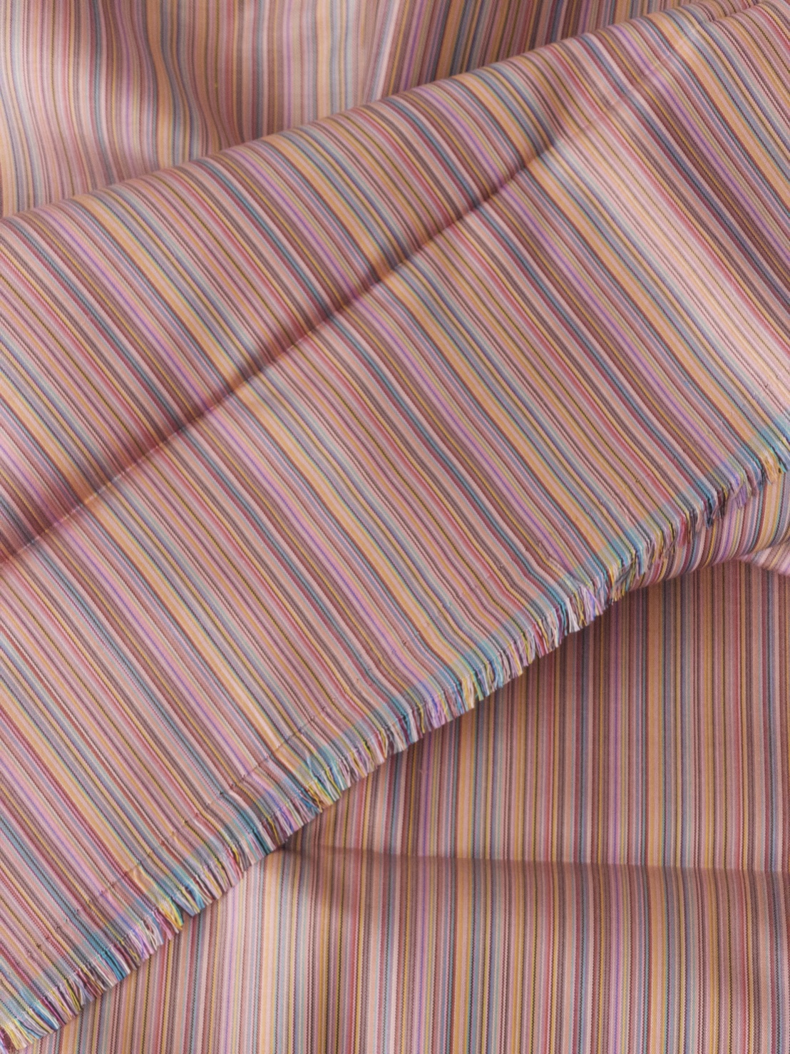 ผ้าไหมลายริ้ว ขายตามความยาวหลา โทนสีน้ำตาลเบจอมชมพู รหัส MC-119-1177YI2