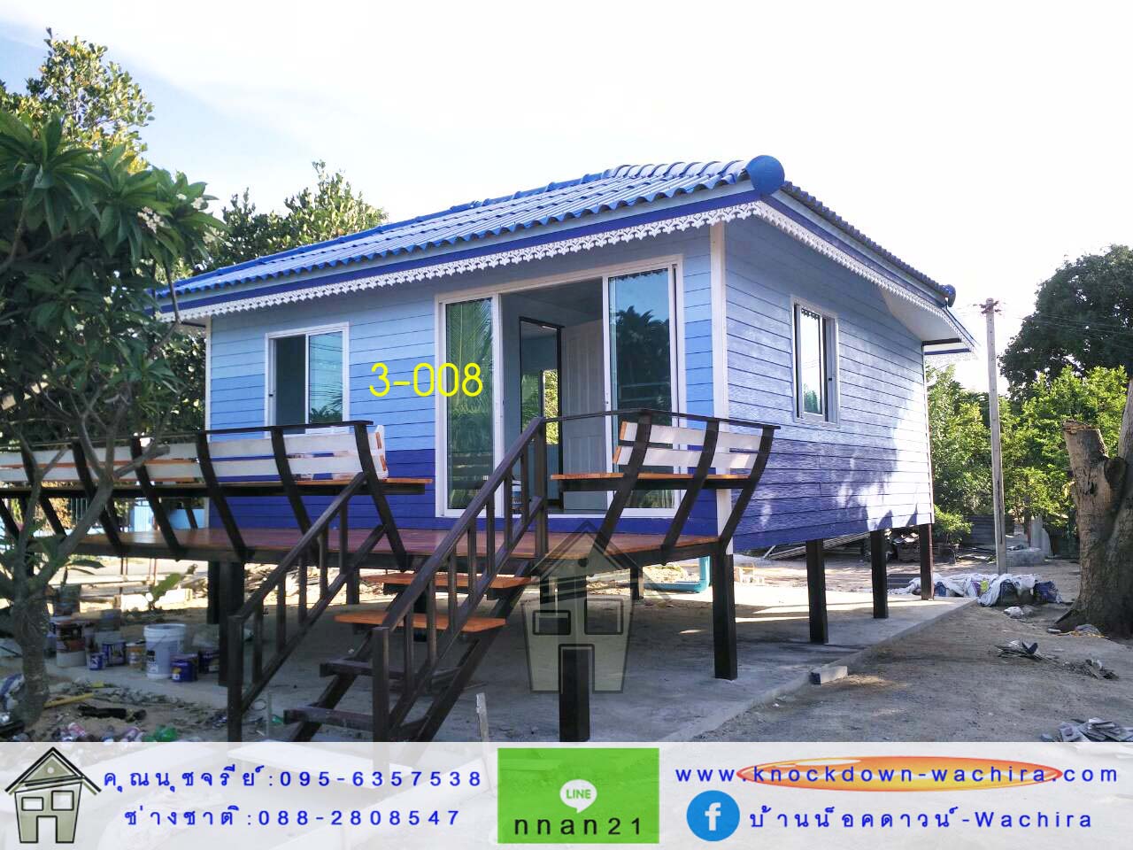 3-008 บ้านน็อคดาวน์ - ทรงปั้นหยา - 4x6 เมตร