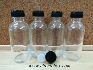 ขวดแก้วใส 60ml ฝาดำ (โหล)