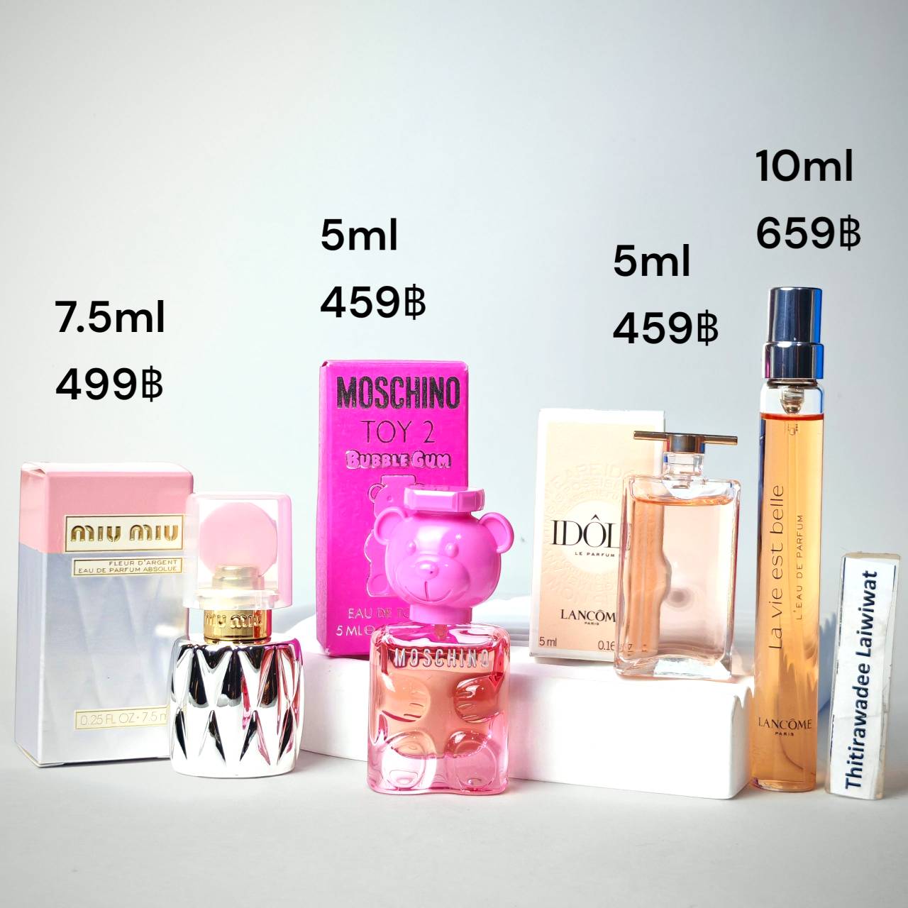 น้ำหอมจิ๋วมินิ Miu Miu Fleur D'Argent EDP Absolue 7.5ml หัแบบแต้มมีกล่อง ( Mini Perfume น้ำหอมขนาดพกพา) น้ำหอมจิ๋วมินิ ขวดน่ารัก ตั้งโชว์ก็สวย พกพาก็สะดวก หัวแต้มตามจุดชีพจร