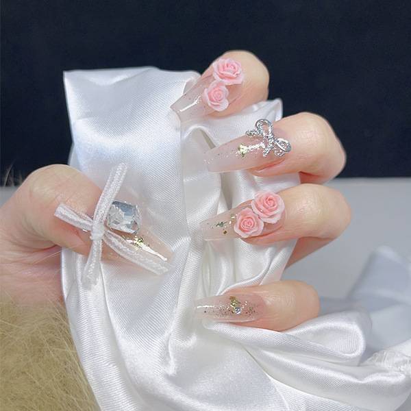 ดอกคามิเลีย ดอกกุหลาบ สําหรับตกแต่งเล็บ DIY 50ชิ้น มีหลายสี