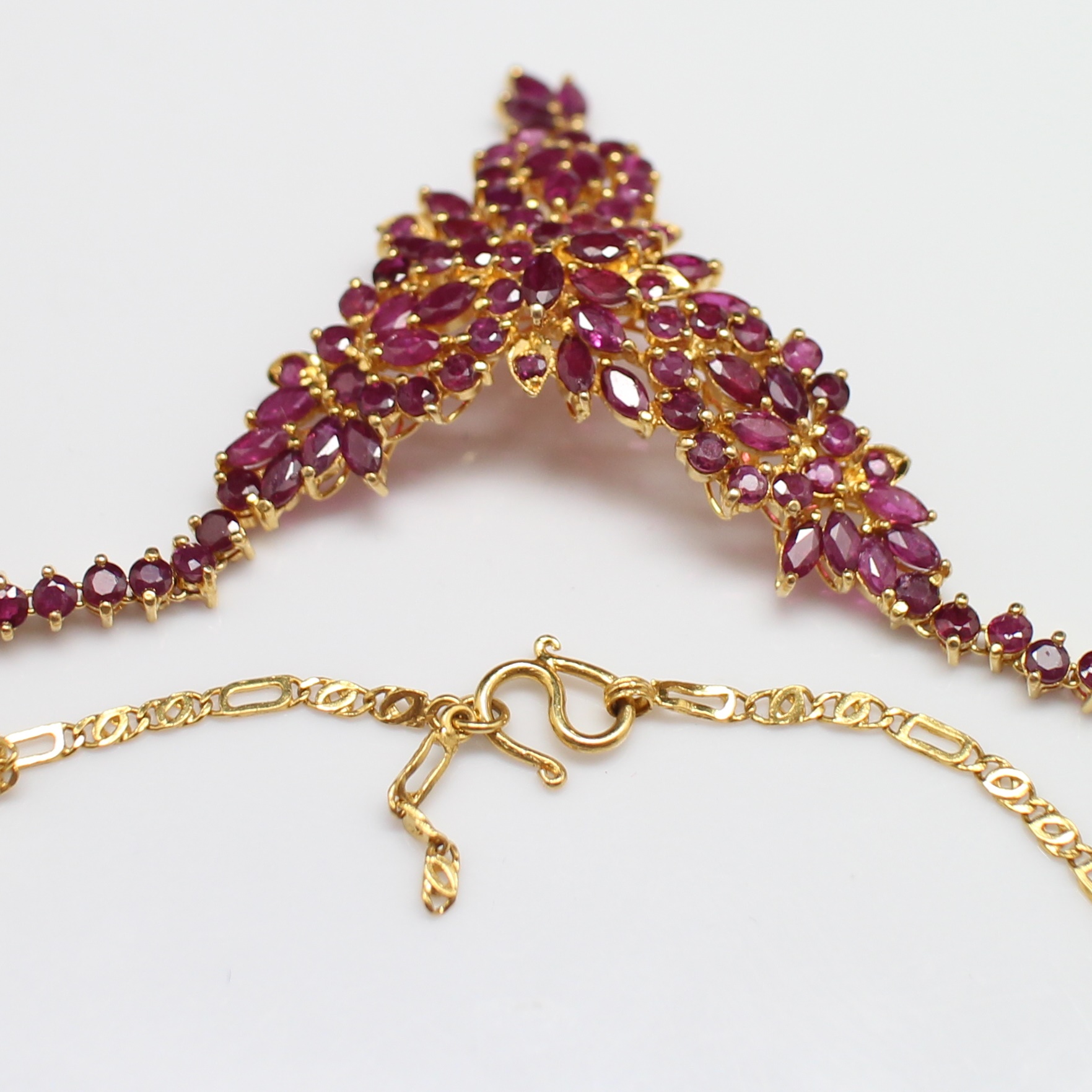 NL25024 สร้อยคอทับทิมเจียรไน ทองแท้ 90% นน.รวม 17.6 กรัม ยาว 16 นิ้ว ทับทิมสวยไฟดี