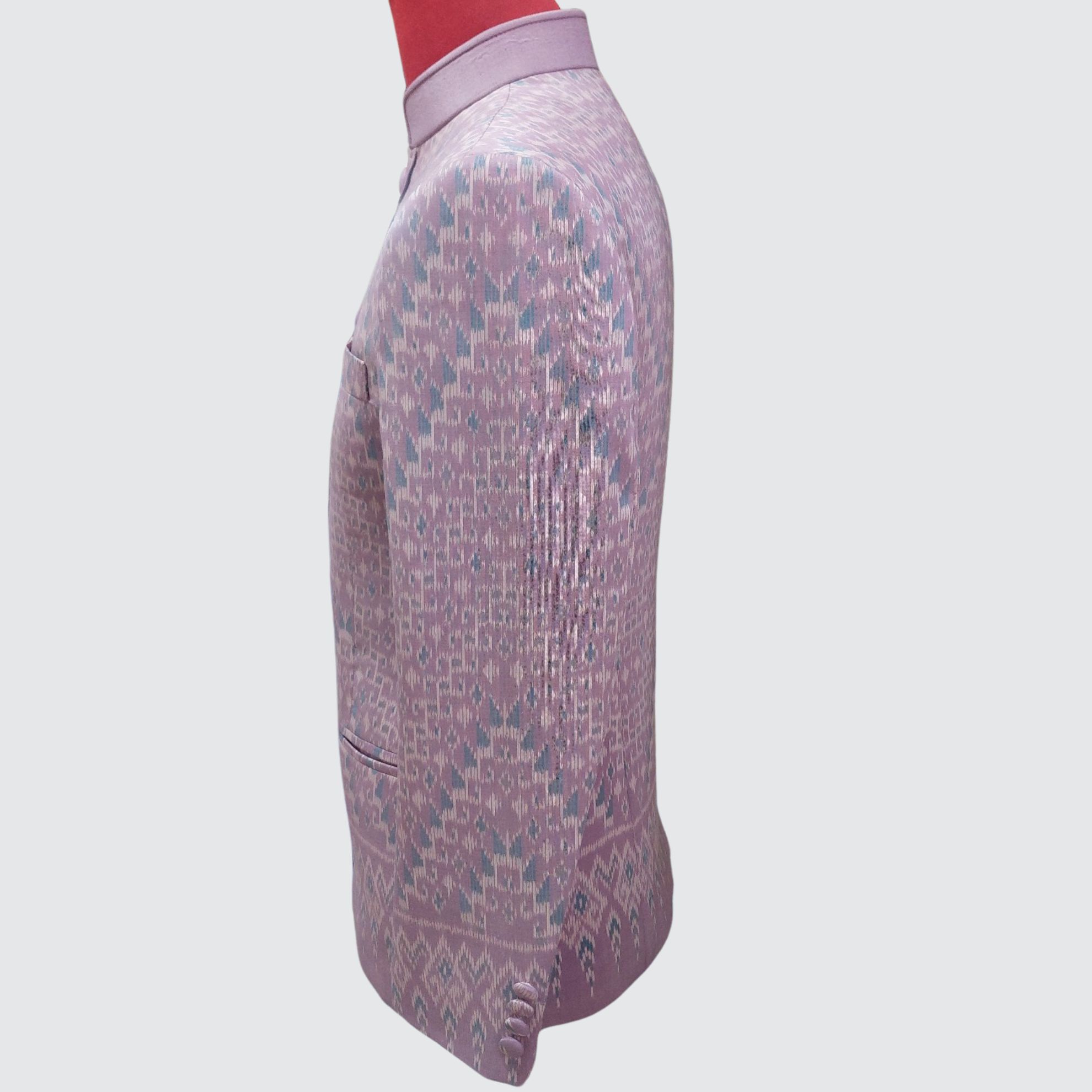 เสื้อสูทพระราชทาน แขนยาว ไหมมัดหมี่ 2ตะกอ | ตัดเย็บตามรูปร่าง | เลือกสีผ้า ส่งไซส์ได้