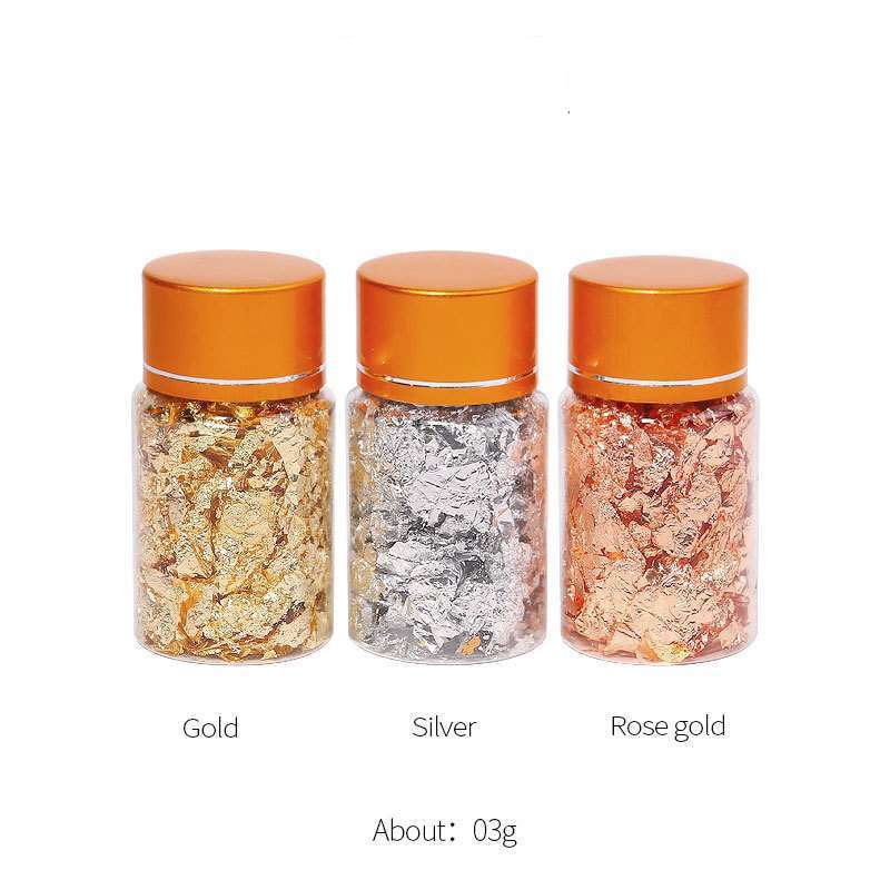 ฟอยล์ตกแต่งเล็บ ฟอยล์ติดเล็บ เปลวทอง,เงิน งานDIY 3สี/เซต