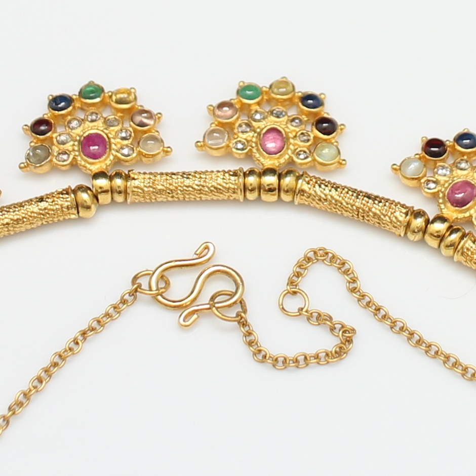 NL25056 สร้อยคอลูกไม้ปลายมือนพเก้าตุ้งติ้ง ทองแท้ 14k สายสร้อยทองแท้ 90% นน.รวม 22.1 กรัม ยาว 15-16 นิ้ว