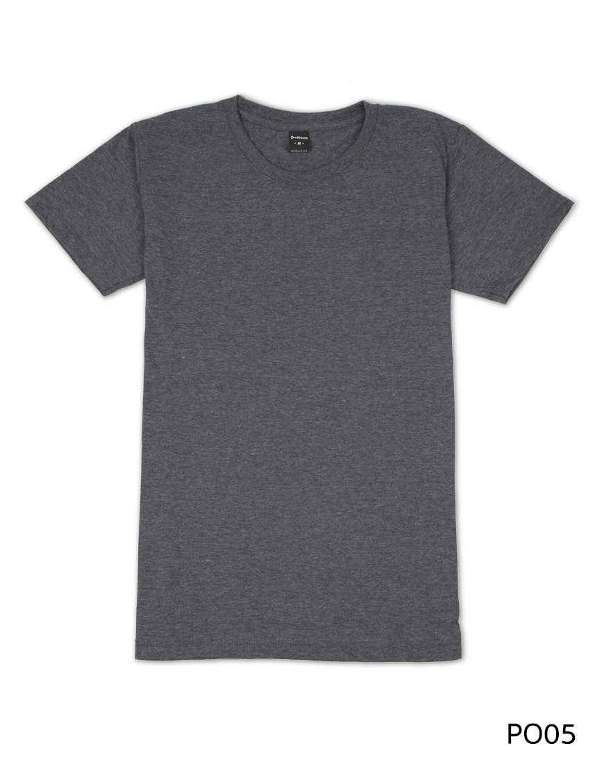 เสื้อยืดคอกลมเรียบ Po05 สีเทาดำฟอก
