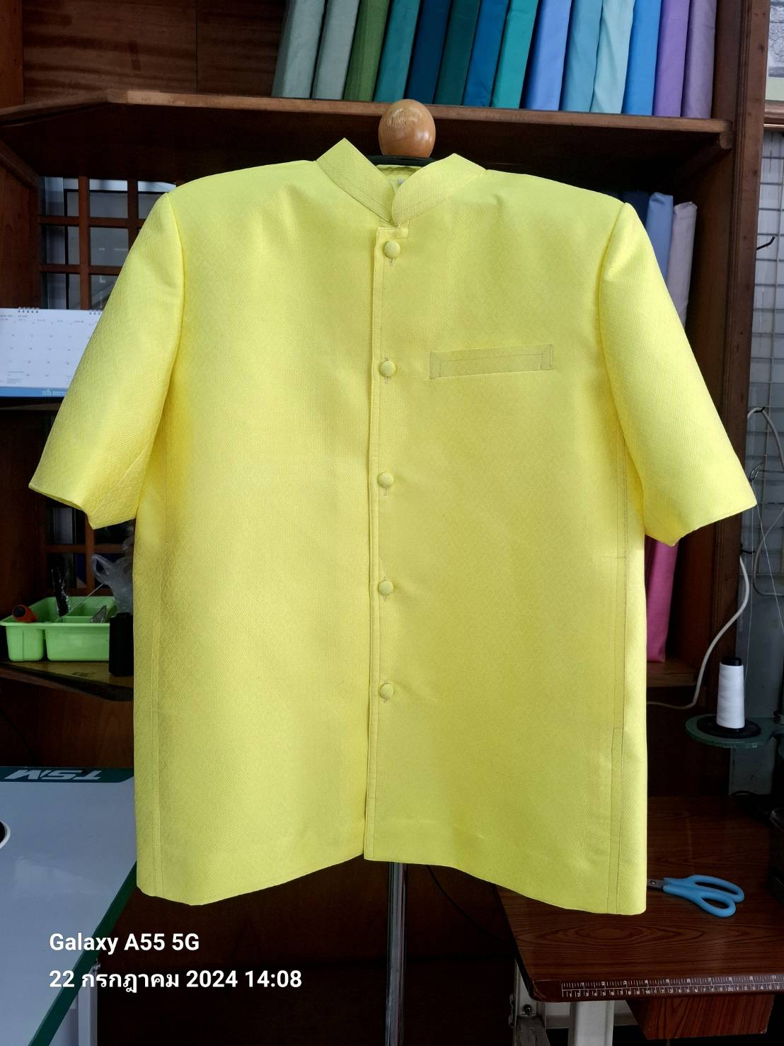 สั่งตัด(ไม่รวมผ้า) เสื้อสูท คอพระราชทานแขนสั้น กระเป๋าเหน็บข้าง เลือกตาม Size