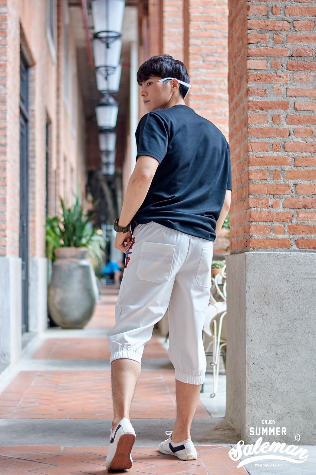 กางเกงขาสามส่วนCOTTON รหัสSS 322 RB สีขาว