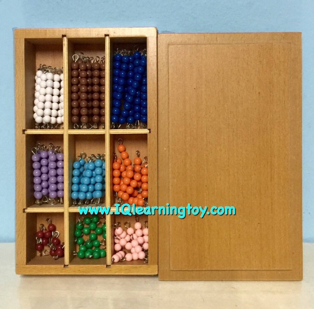 Montessori-ชุดลูกปัดสอนเลขหลักหน่วย (Set 1-9 Bead) เพื่อสอนให้เด็กรู้จักชื่อหลักจำนวน หนึ่งหน่วย ถึงเก้า เข้าใจเรื่องจำนวนนับ ส่งฟรี