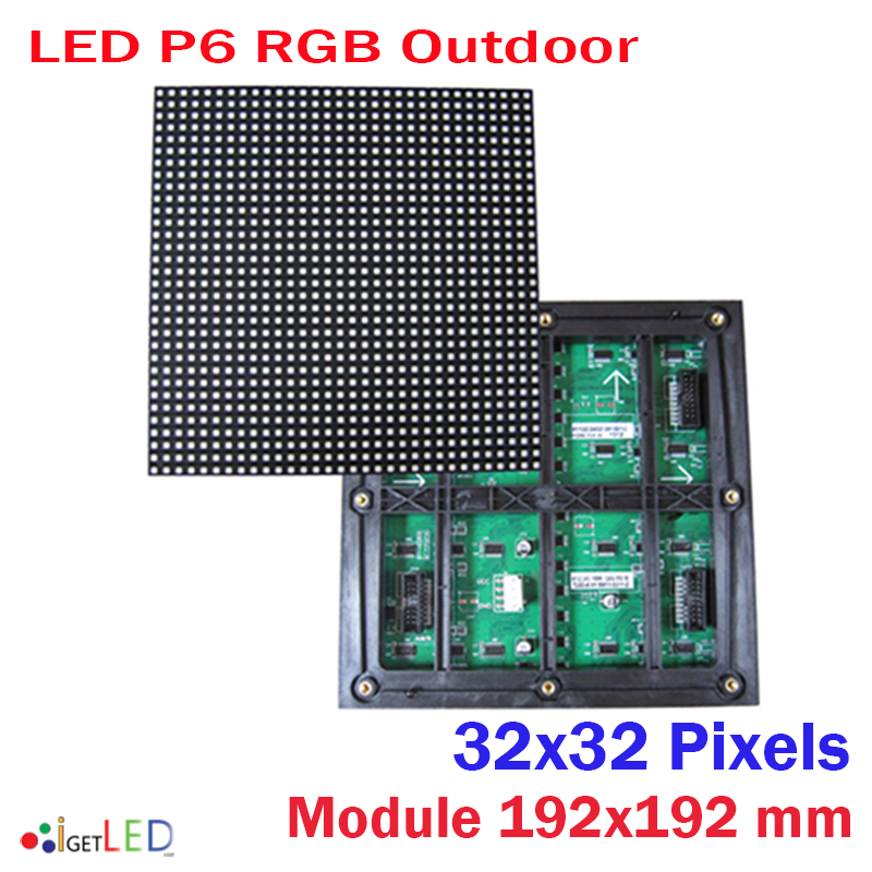 LED P6 RGB Full Color โมดูลสีเต็ม จอแสดงผล LED 32x32 Pixel จอแสดงผล P6 แผ่นขนาด 192x192mm