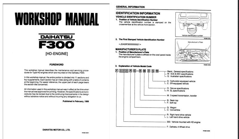 DAIHATSU ROCKY (89-94) คู่มือซ่อมรถยนต์ วงจรไฟฟ้า wiring diagram ไดฮัทสุ ร็อคกี้ HD-EL HD-C F300