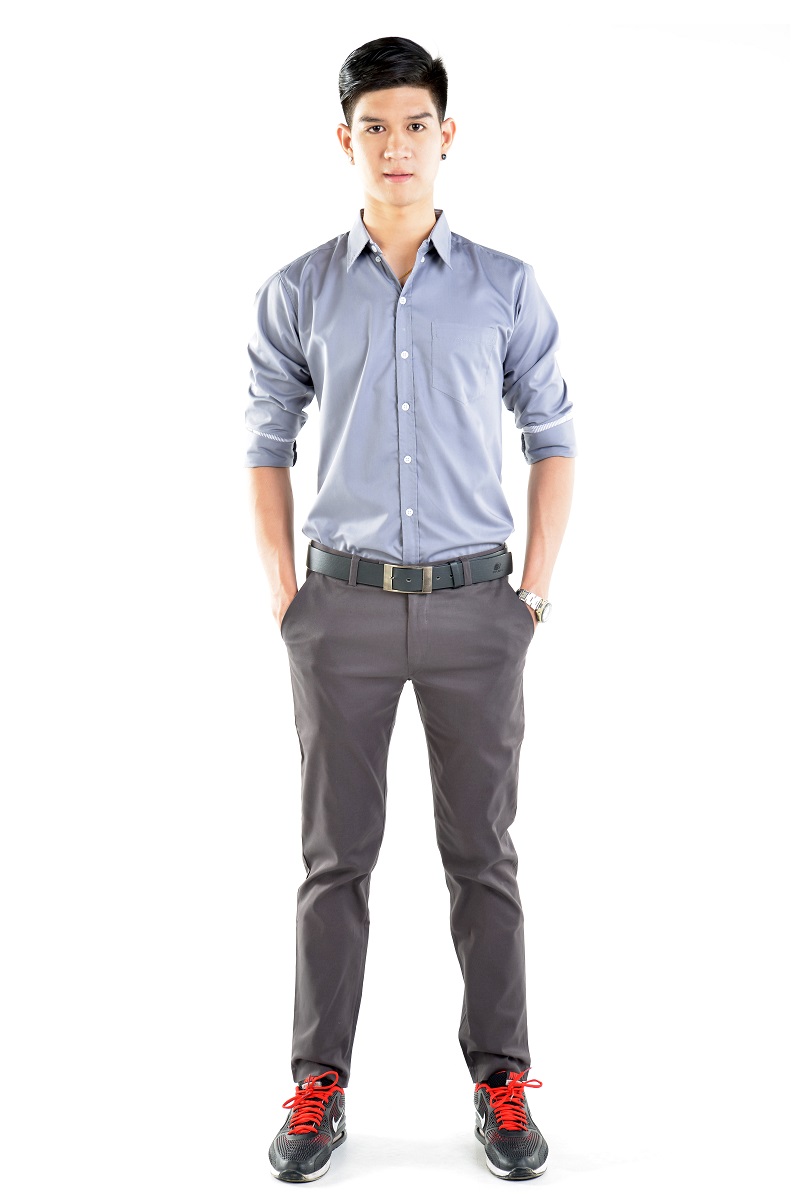 เสื้อเชิ้ตผู้ชายสีเทา S-020