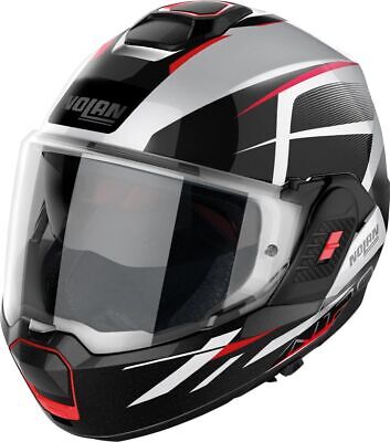NOLAN FLIP-BACK HELMETS หมวกกันน็อค ยกคางไปด้านหลัง รุ่น N120-1 ▫️ Nightlife ▫️ White Red Metal Black (27)