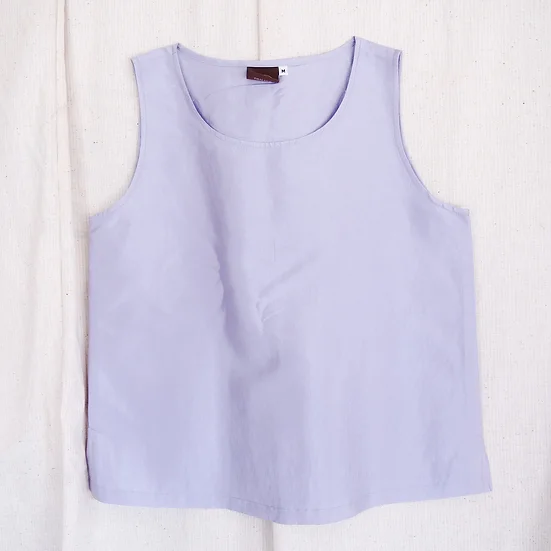 เสื้อแขนกุดไหมแท้ เฉดสีม่วงพาสเทล รหัส TOP032