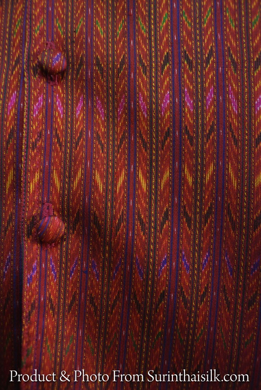 เสื้อซาฟารี คอปก เสื้อผ้าไหมพื้นเมืองสุรินทร์ ทรง DR-040