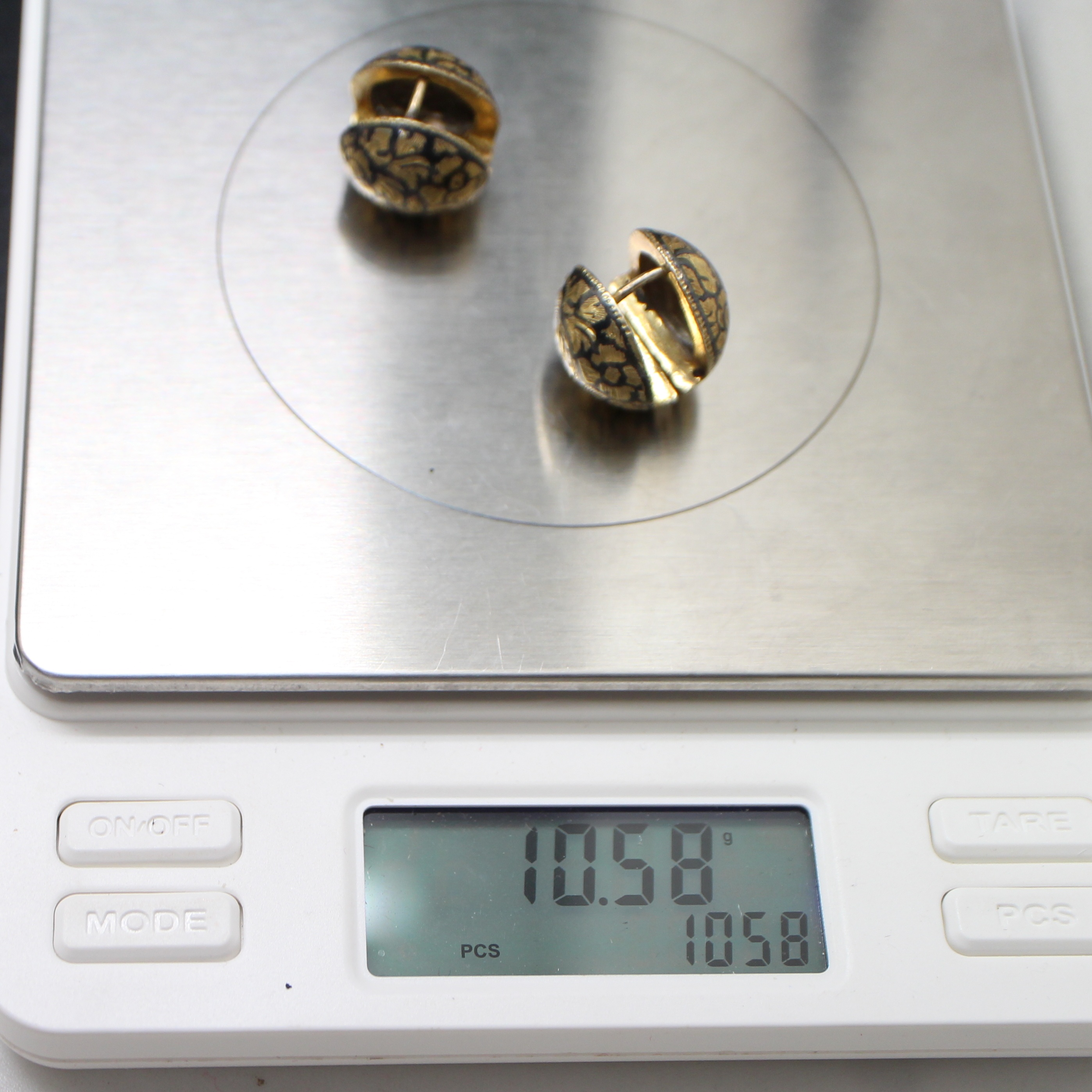 SI476 ต่างหูถมทองลูกงับ เงินแท้ 92.5% นน. 10.58 กรัม