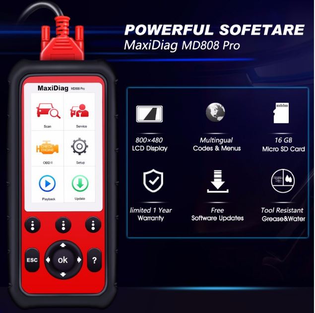 Autel Maxidiag MD808 PRO ALL System OBD2 Code Scanner Better MaxiCheck Pro MD802 Diagnostic Tool Scanner MD808 PRO