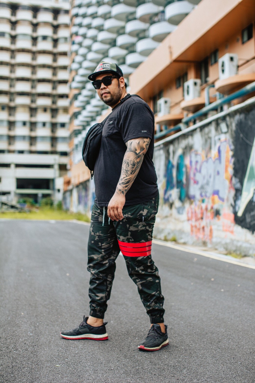 กางเกง Jogger ขาจั๊ม พรีเมี่ยม ผ้าCotton รหัส ขายาว SST 641 RR TAX ทหารแถบแดง