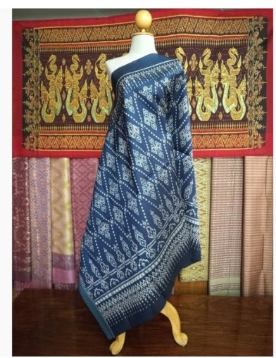 (ผ้าชุด)ผ้าไหมมัดหมี่ยกดอก 6ตะกอ (ผ้าลาย 2เมตร+สีพื้น 2เมตร) สีเทายกดอกเม็ดพริกไทย รหัส L8A-NY0616661