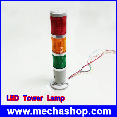 ไฟทาวเวอร์ไลท์ ไฟสัญญาณเตือน LED Tower Lamp indicator red yellow and green 24Vdc, ไม่มีเสียงเตือน ไม่กระพริบ