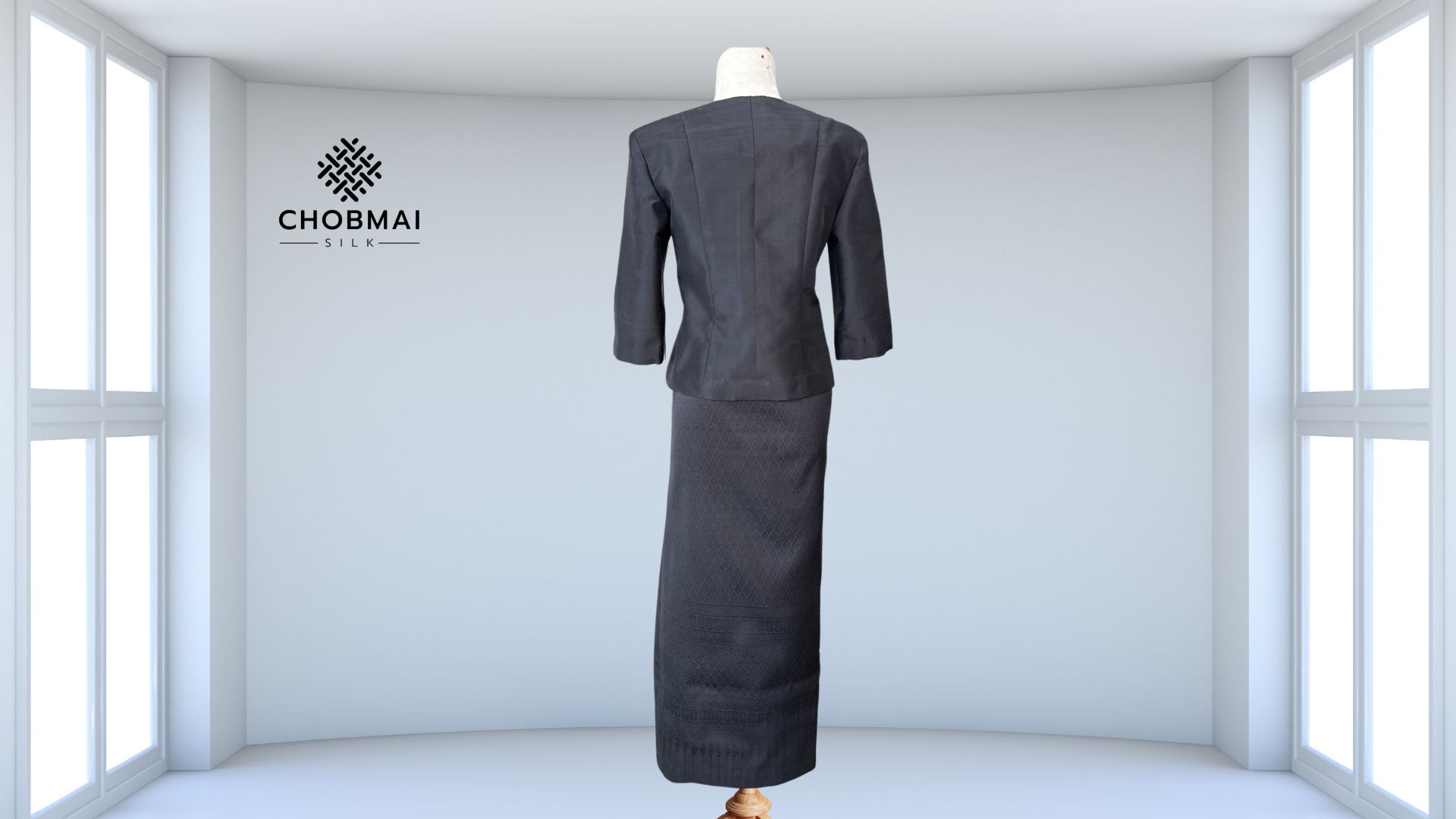 แบบตัดชุด แยกชิ้น เสื้อ+กระโปรง ชุดไทยเรือนต้น ผ้าไหม (ไม่รวมผ้า) รหัส CUT-ST003