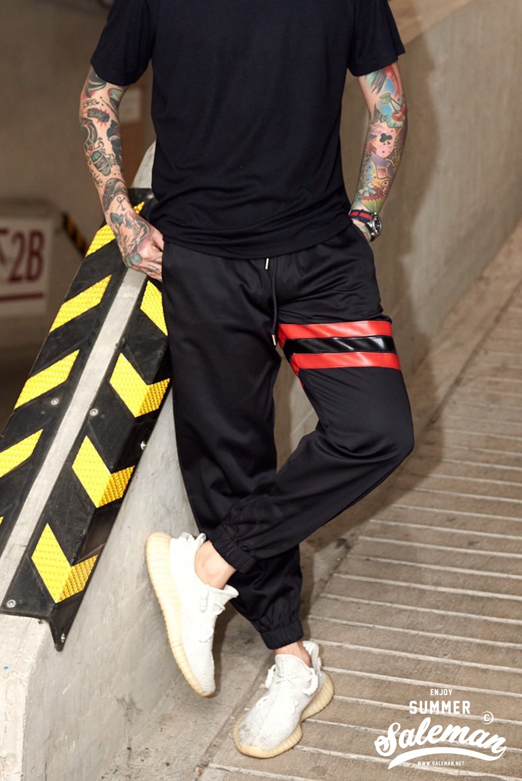 กางเกง Jogger ขาจั๊ม พรีเมี่ยม รหัส SST615RR แถบแดง3
