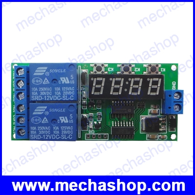 ตัวหน่วงเวลา ดีเลย์ทามเมอร์ ตัวตั้งเวลา เครื่องตั้งเวลา DC 12V 2CH Delay Relay Cycle Timer Switch Module 1-9999s for Motor LED Smart Home