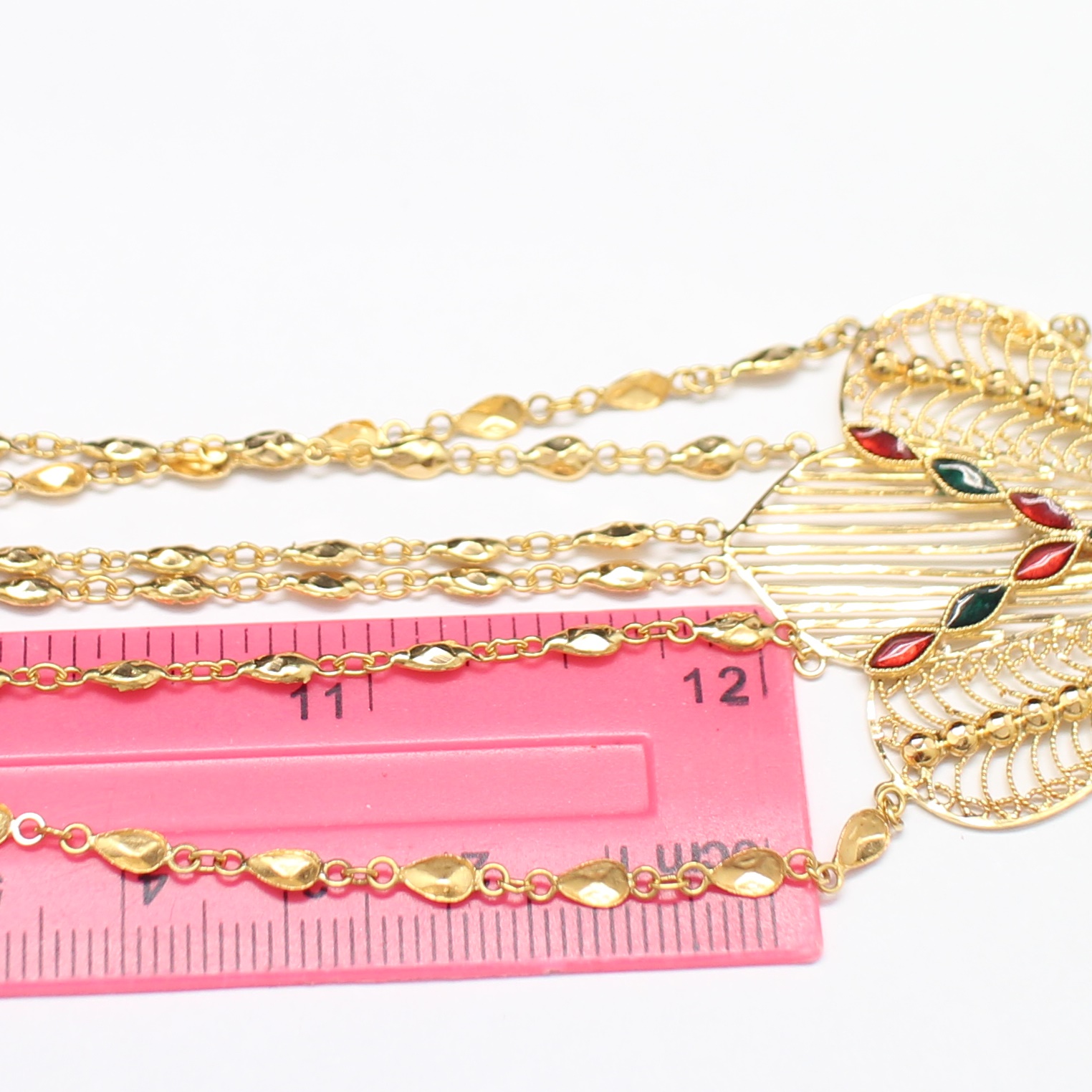 NL25051 สร้อยคอระย้าตุ้งติ้งลงยา ทองแท้ 90% นน.รวม 22 กรัม ยาว 24 นิ้ว งานเก่า สวย