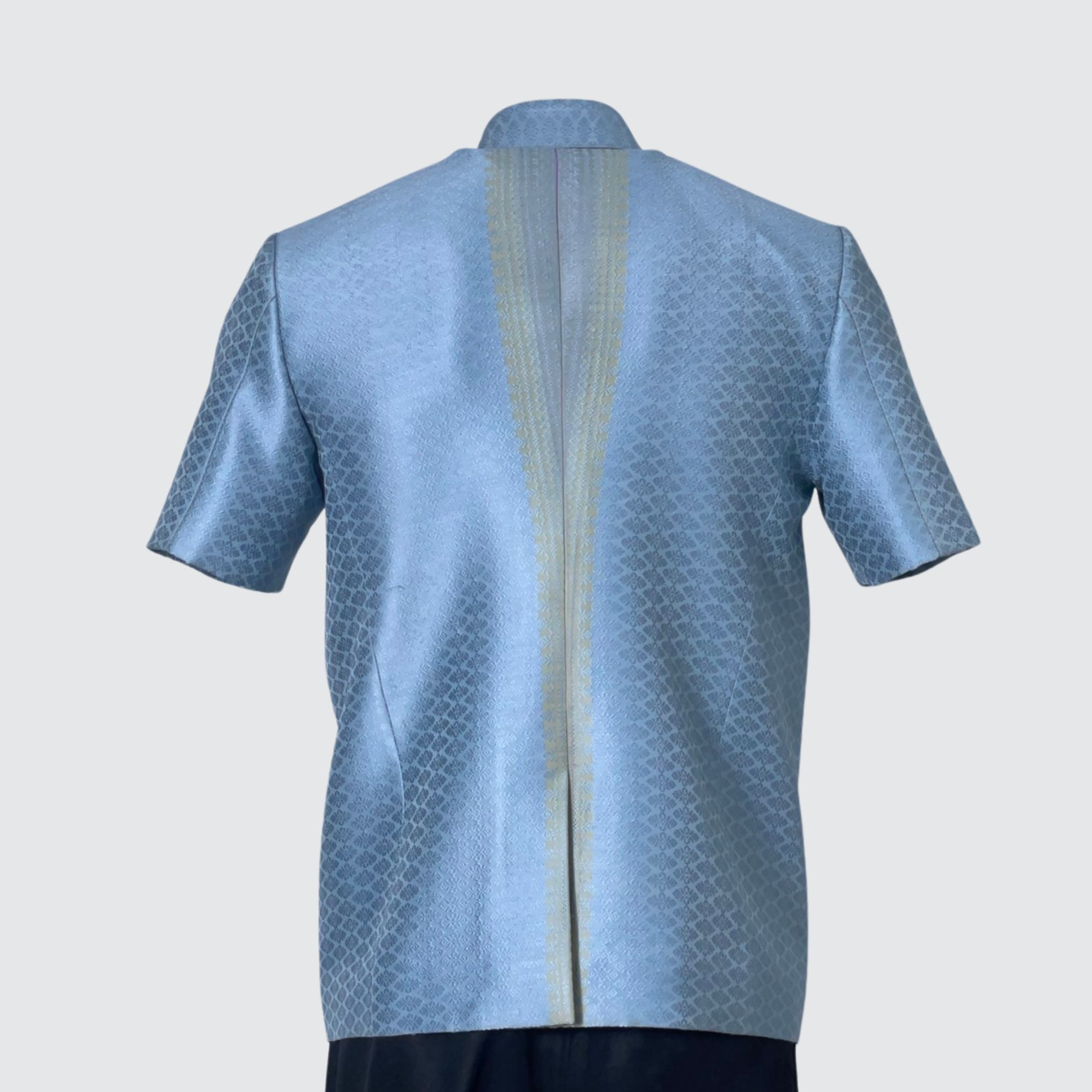 เสื้อสูทซาฟารี แขนสั้น ไหมยกดอกสุรินทร์ | ตัดเย็บตามรูปร่าง | เลือกสีผ้า ส่งไซส์ได้