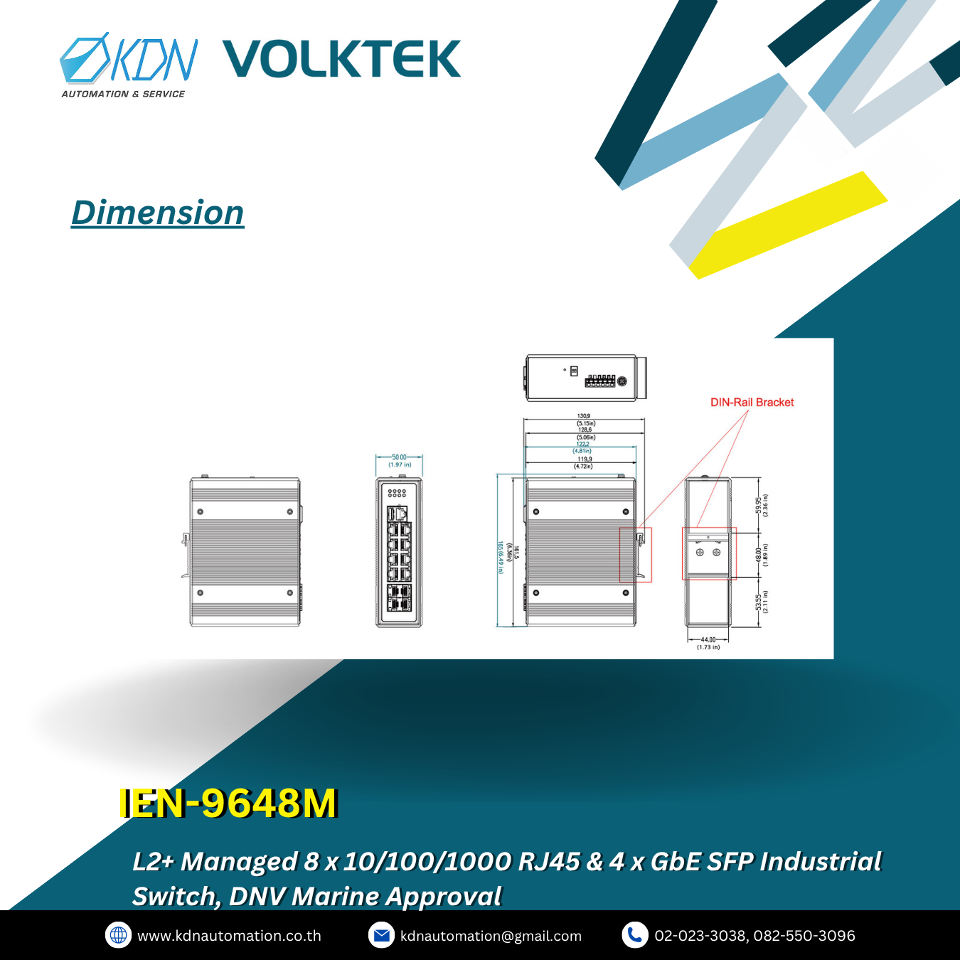 IEN-9648M Volktek L2+ Managed 8 x 10/100/1000 RJ45 & 4 x GbE SFP Industrial Switch, DNV Marine Approval