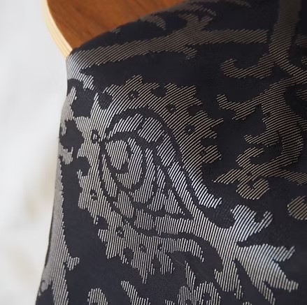 ผ้าไหมสปันซิลเกรด A+ ทอด้วยเครื่องอย่างประณีต Jacquard (แจ็คการ์ด) หน้ากว้าง 148 ซม. สีดำ ตัดขายเป็นหลา รหัส CISP-CT-103139