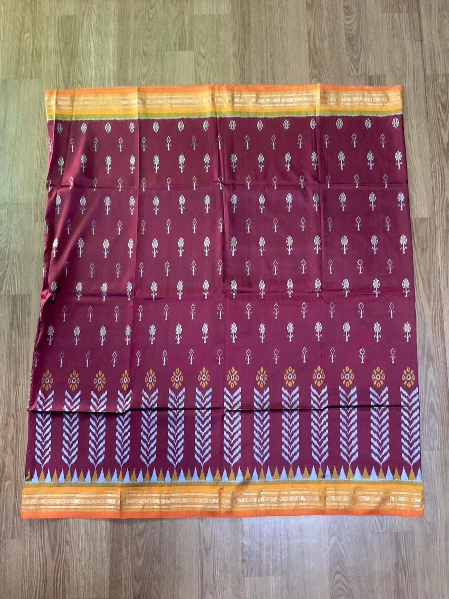 ซิ่น ไหมมัดหมี่ ผ้าปาโตล่า ขนาด 118x200ซม. พื้นสีแดงเชิงเหลือง รหัส N9-SIL-051768A9