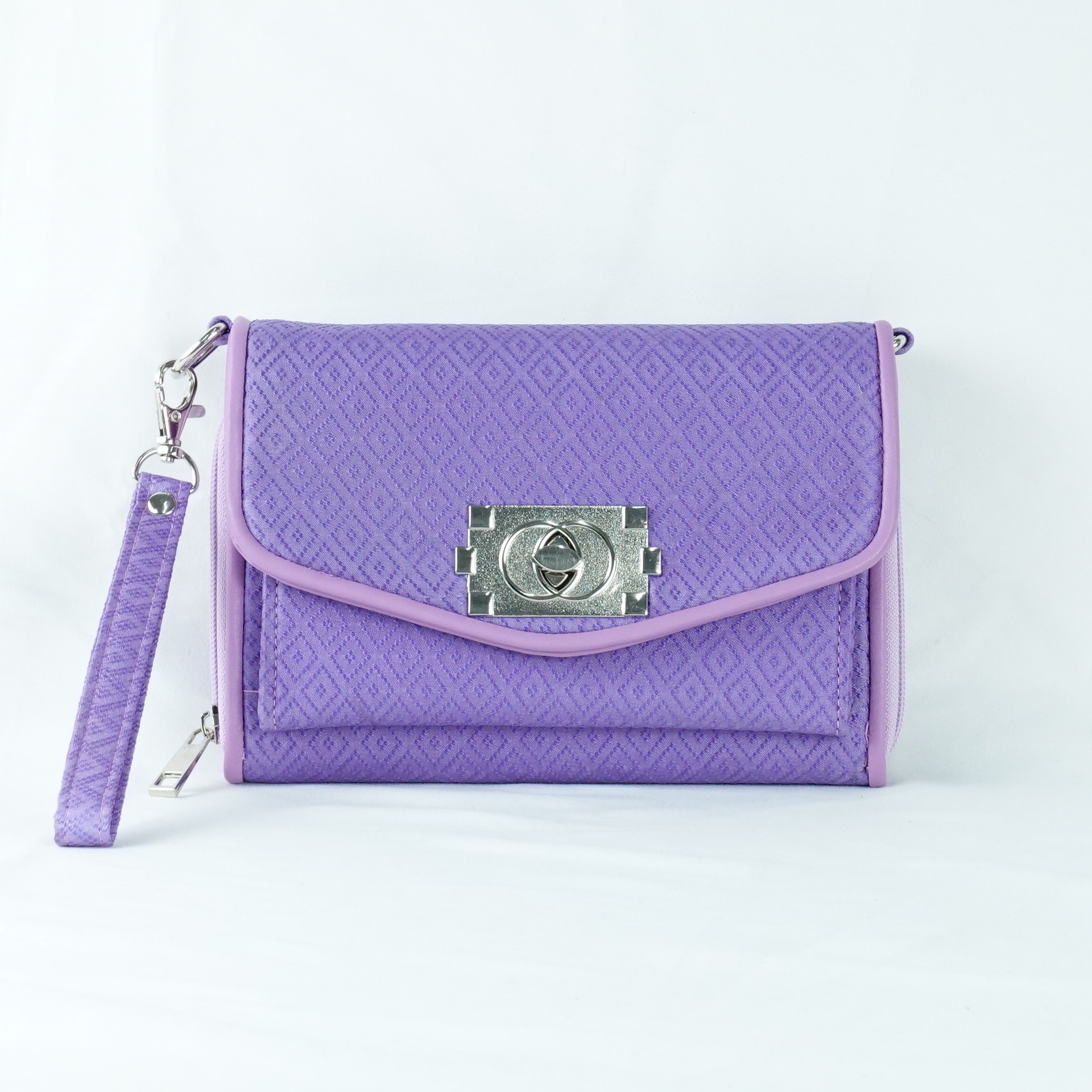 กระเป๋าถือไหมแท้ทรงคลัทช์ พร้อมสายสะพาย ขนาด 15x20ซม.สีม่วง รหัส GO-TT-060568161