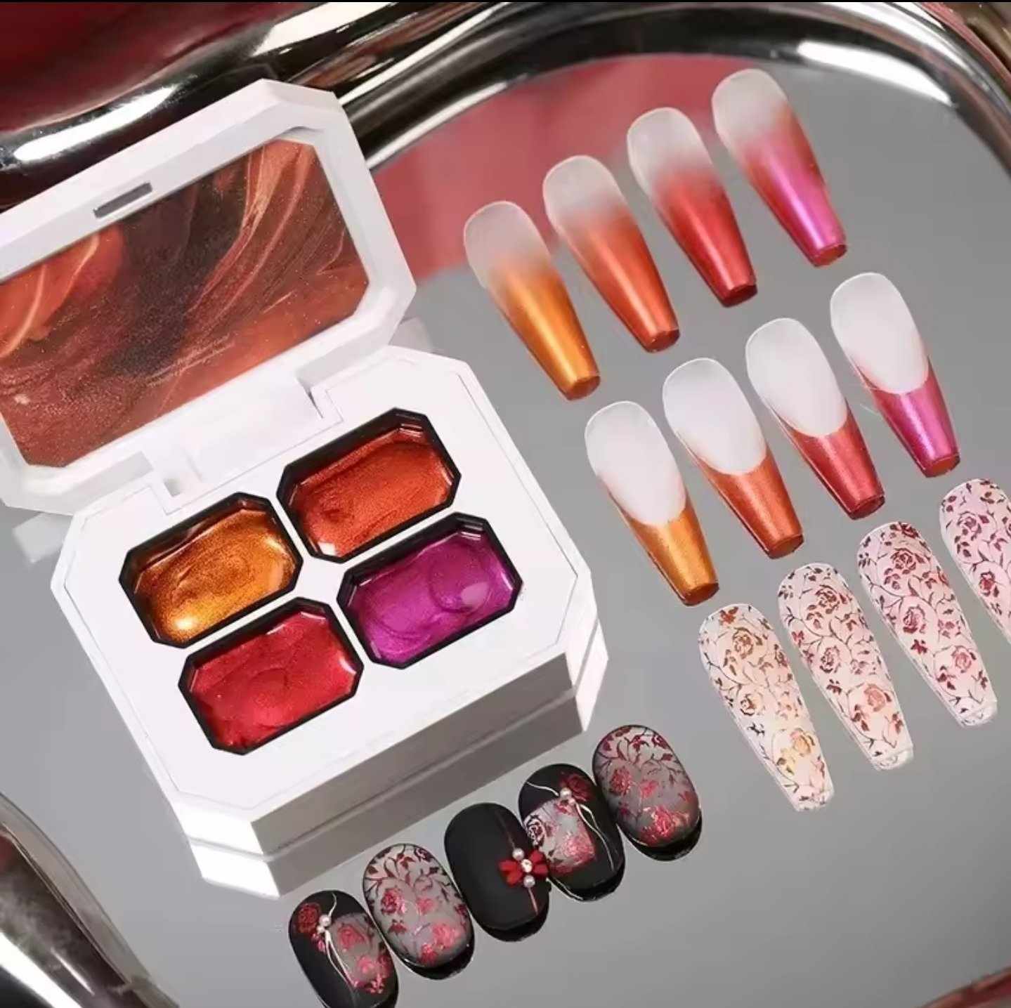 สีเจลเพ้นท์ สีเจลทำออมเบรย์ สีเจลไล่สี ใช้ทาได้ สีสดใส แบบตลับ 4สี/เซต