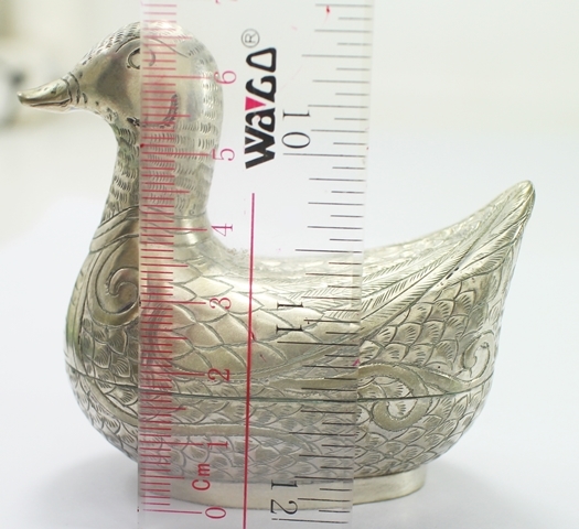 SI0082 ตลับเป็ดคู่ 2 ตัว เงินแท้ 92.5% นน. รวม 86.8 กรัม งานสวยสภาพดีค่ะ