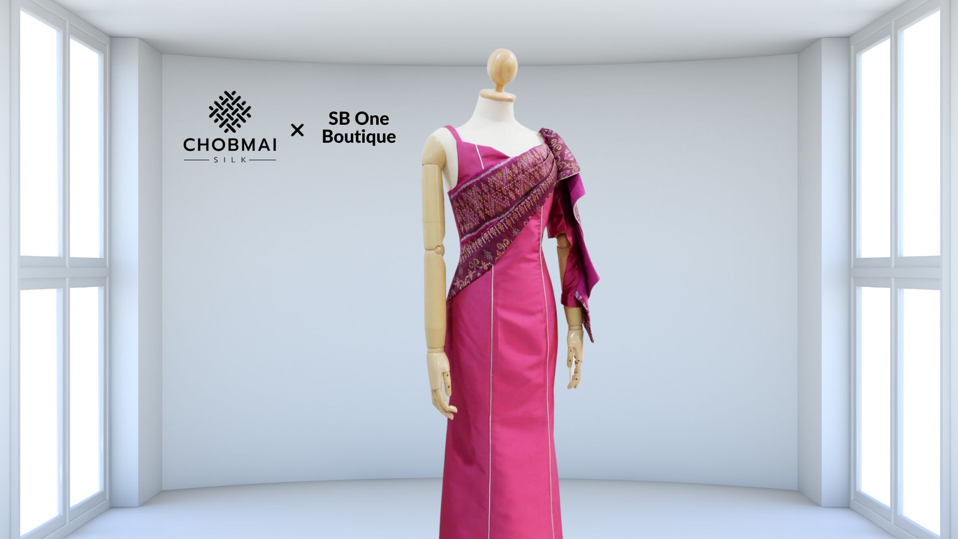 แบบตัดชุด เดรสผ้าไหม (ไม่รวมผ้า) chobmai x SBone รหัส CUT-SB-1027662