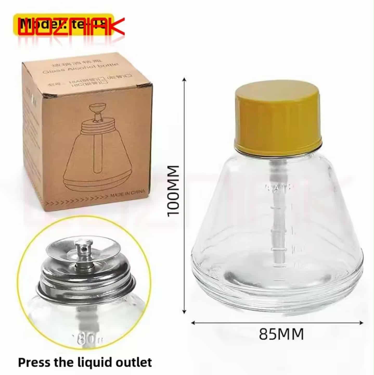 ขวดปั๊มแก้ว หัวสแตนเลส ขวดปั๊มน้ำยาล้างเล็บ ขวดกดแอลกอฮอล์ ปั๊มน้ำยาต่างๆ 180ml