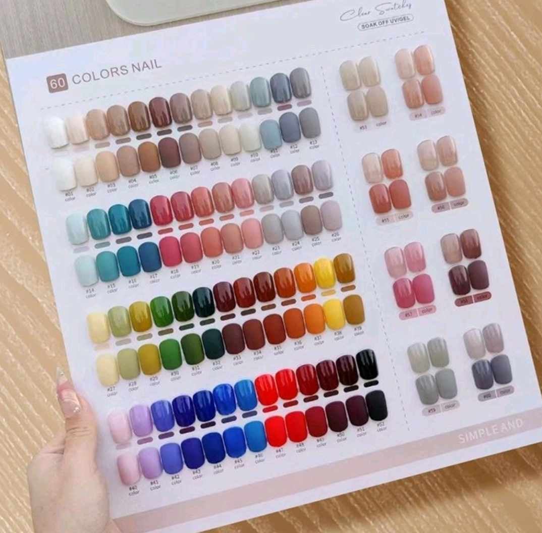 ชุดสีเจลทาเล็บ แบรนด์Viarashi สีพื้น 60สีพร้อมชาร์ต ขนาด12ml