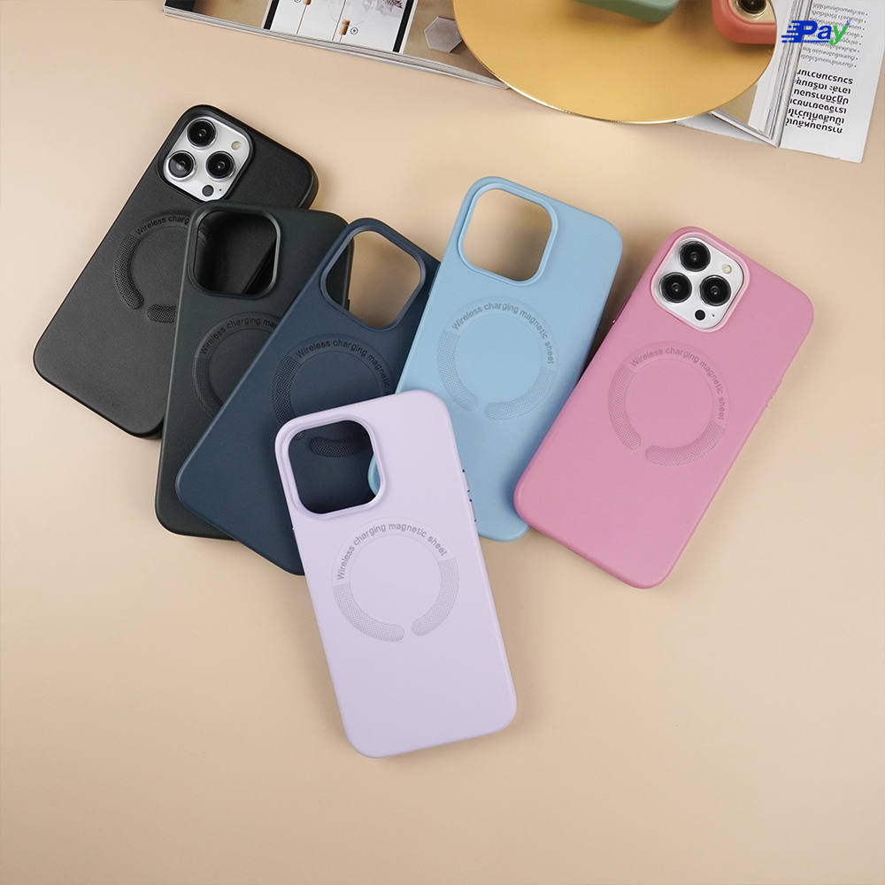 เคสโทรศัพท์ iPhone เคสหนัง สีพื้น กำมะหยี่ เคสแม่เหล็กชาร์จไร้สาย สำหรับ14ProMax/13ProMax/12ProMax