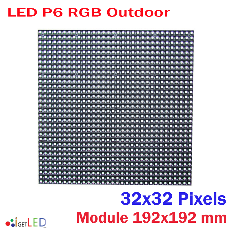 LED P6 RGB Full Color โมดูลสีเต็ม จอแสดงผล LED 32x32 Pixel จอแสดงผล P6 แผ่นขนาด 192x192mm