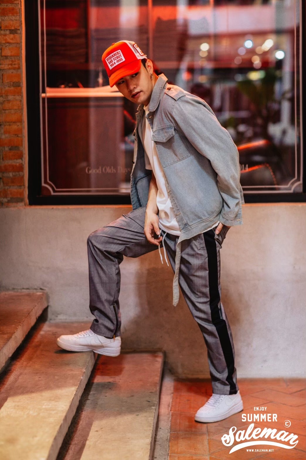 กางเกง Jogger ขาจั๊ม พรีเมี่ยม รหัส SC 616 B สก็อตแถบข้างดำ